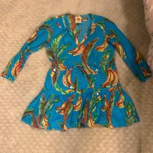 Farm Rio Quarter Length Sleeve Dress in Blue XS